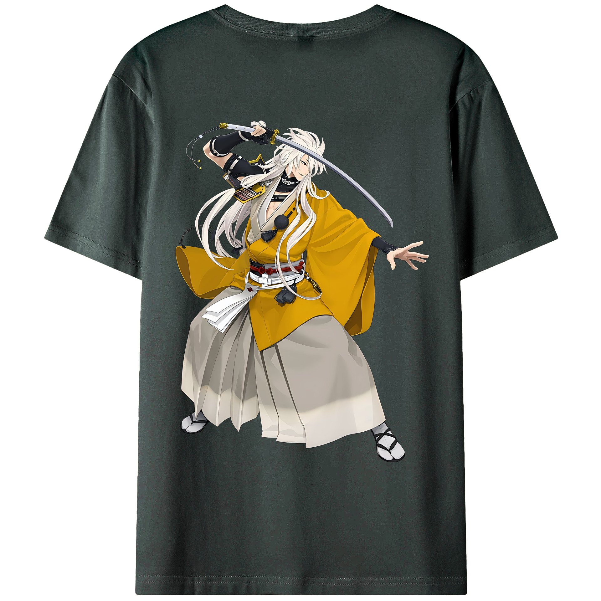 （画像用） 刀剣乱舞 Touken Ranbu 綿100％ メンズ半袖Tシャツ（バックプリント） 通気性